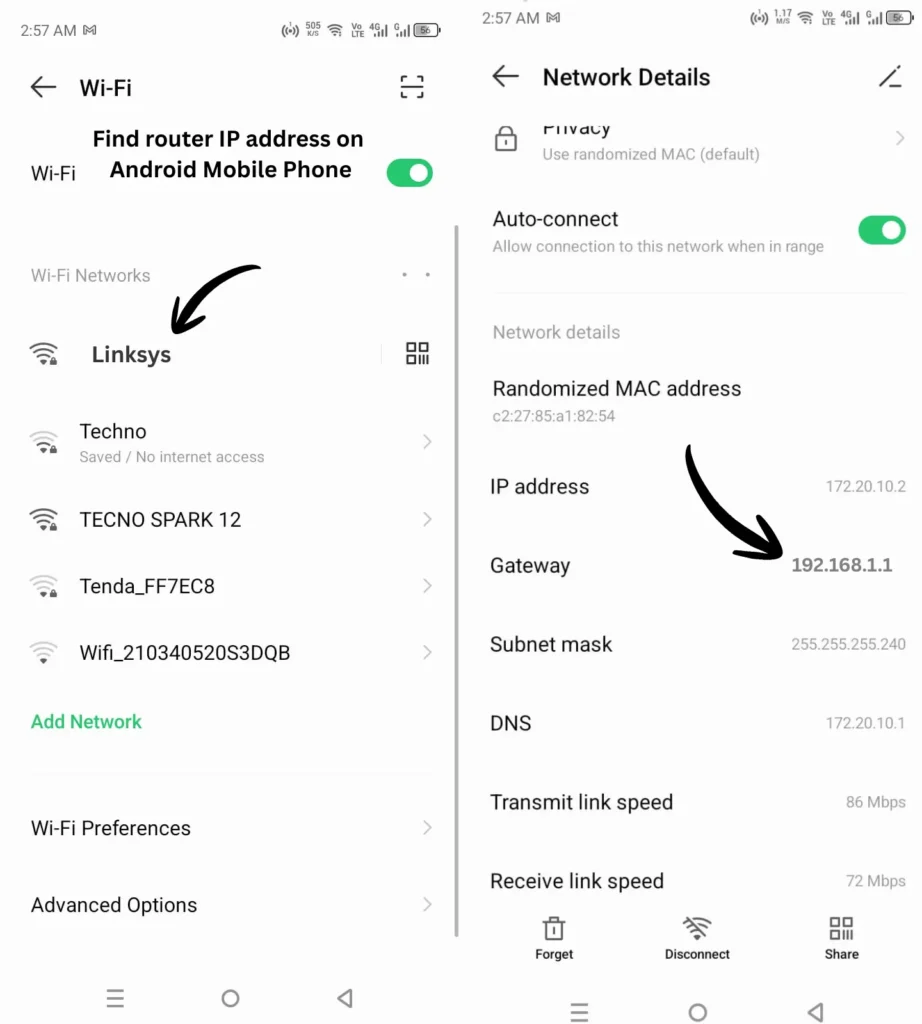 how to find IP address on Mobile