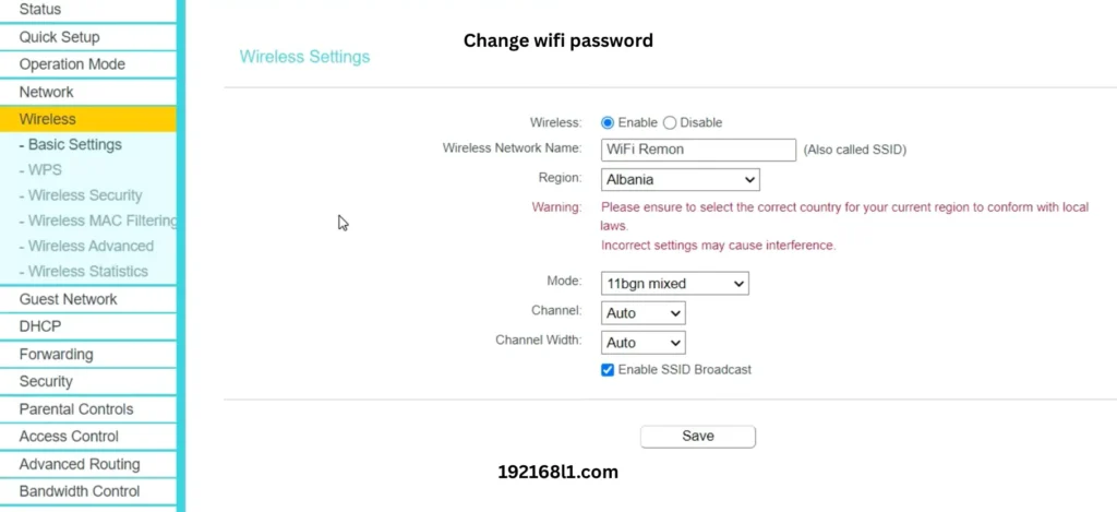 change wifi password