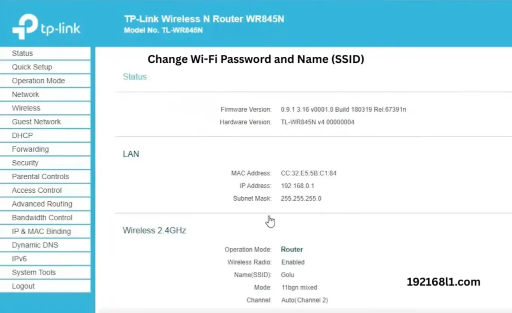 change router wifi password and name